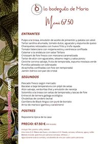 LA BODEGUITA DE MARÍA MENÚ 6750 LA BODEGUITA DE MARÍA MENÚ 6750