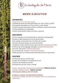 LA BODEGUITA DE MARÍA MENÚ EJECUTIVO LA BODEGUITA DE MARÍA MENÚ EJECUTIVO