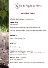 LA BODEGUITA DE MARÍA MENÚ DE GRUPO LA BODEGUITA DE MARÍA MENÚ DE GRUPO