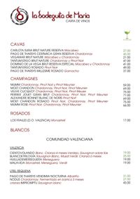LA BODEGUITA DE MARÍA CARTA DE VINOS 1