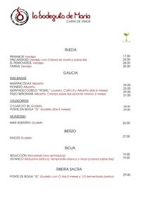 LA BODEGUITA DE MARÍA CARTA DE VINOS 2