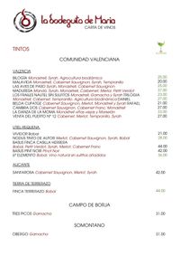 LA BODEGUITA DE MARÍA CARTA DE VINOS 3