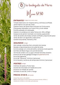 LA BODEGUITA DE MARÍA MENÚ 5750 LA BODEGUITA DE MARÍA MENÚ 5750